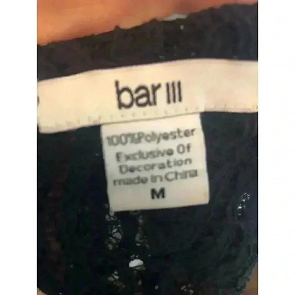 BAR III White and Black Floral Long Sleeve Blouse with Lace and open back - size - Picture 3 of 3